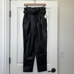 Blank NYC Faux Leather Black High Waisted Leather Trousers Size 25